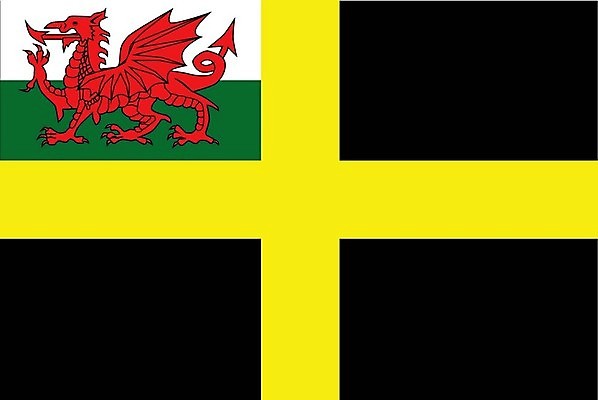 EPS 해외이미지 십자가 일러스트 영국 웨일즈 노란색 검은색 용 깃발 애국심 해외202004 해외일러스트 유럽 컬러 파일형식 벡터 이미지허브