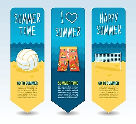 EPS 해외이미지 배너 수영복 세로배너 일러스트 해변 사람없음 파란색 노란색 하트 네트 비치발리볼 배구공 배너세트 해외202004 해외일러스트 모양 옷 스포츠용품 스포츠 바다 컬러 공 세로 세트 비치볼 배구 파일형식 벡터 이미지허브