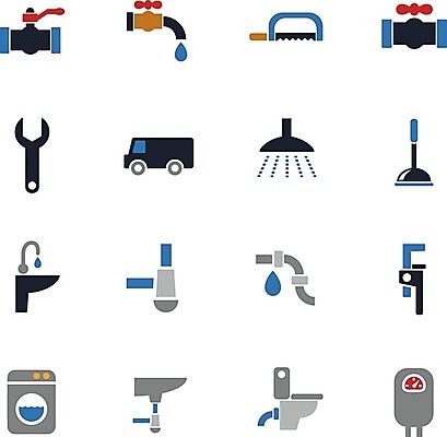 EPS 해외이미지 일러스트 검은색 장비 욕실 공구 스패너 플랫 심볼 서비스 싱크대 튜브 세탁기 배관공 변기통 샤워실 파이프라인 해외202004 해외일러스트 컬러 가전제품 도구 개수대 파이프_관 샤워시설 파일형식 벡터 이미지허브