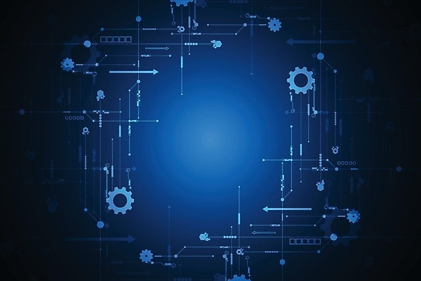 EPS 해외이미지 디자인 컨셉 일러스트 추상 미래 사람없음 그래픽 파란색 디지털 톱니바퀴 해외202004 해외일러스트 컬러 무늬 파일형식 벡터 이미지허브