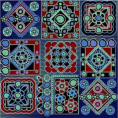 EPS 해외이미지 디자인 파도 패턴 일러스트 검은배경 추상 파란색 라일락 해외202004 해외일러스트 꽃 바다 컬러 백그라운드 무늬 검은색 파일형식 벡터 이미지허브