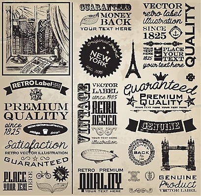 EPS 해외이미지 스티커 일러스트 사람없음 세트 라벨 빈티지 해외202004 해외일러스트 컨셉 프레임 파일형식 벡터 이미지허브