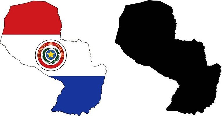 EPS 해외이미지 모양 여행 지도 일러스트 빨간색 파란색 숫자 흰색 깃발 남아메리카 라틴아메리카 그림 윤곽 고립 지리 파라과이 해외202004 해외일러스트 문자 컬러 아메리카 파일형식 벡터 이미지허브