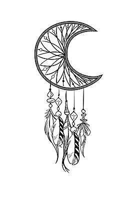 EPS 해외이미지 전통 일러스트 사람없음 장식 꿈 달 구슬 깃털 부적 드림캐쳐 해외202004 해외일러스트 자연요소 파일형식 벡터 이미지허브
