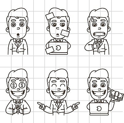 EPS 해외이미지 캐릭터 감정 포즈 스티커 돈 일러스트 비즈니스 미술 미소 사람 정장 노트북 세트 기쁨 업무 비즈니스맨 괴짜 낙서 무서움 스케치 수집 심볼 클립 마스코트 테마 강조 해외202004 해외일러스트 일러캐릭터 옷 남자 컨셉 문화예술 표정 전자제품 작업 직장인 재산 파일형식 벡터 이미지허브