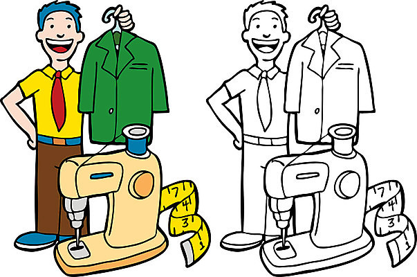 EPS 해외이미지 클립아트 직업 디자인 일러스트 미술 그래픽 장식 책 노란색 검은색 기계 흰색 실 바느질 만화 측정 테이프 재단 엘리먼트 하수 해외202004 해외일러스트 컬러 문화예술 문구용품 물 파일형식 벡터 이미지허브