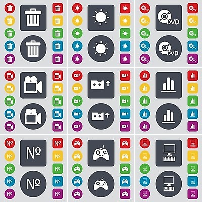 EPS 해외이미지 디자인 일러스트 버튼 빨간색 초록색 파란색 빛 컴퓨터 세트 숫자 노란색 디지털 자료 회색 정보 쓰레기통 카세트테이프 원형 플랫 제비꽃 심볼 사인 정사각형 심플 멀티미디어 DVD 고립 소프트웨어 해외202004 해외일러스트 도형 문자 꽃 컬러 전자제품 파일형식 벡터 이미지허브