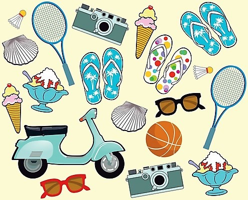 EPS 해외이미지 배너 여행 컨셉 일러스트 휴가 휴식 여름 선글라스 얼음 스쿠터 무료 해외202004 해외일러스트 자연요소 계절 안경 오토바이 파일형식 벡터 이미지허브