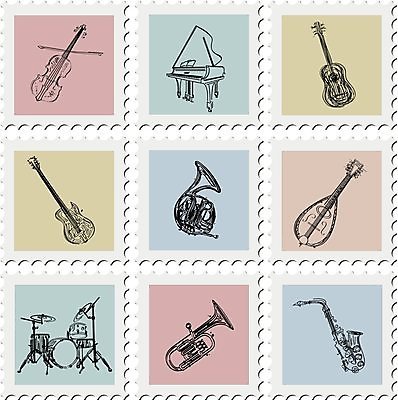 EPS 해외이미지 음악 일러스트 프레임 미술 장식 라벨 소리 수확 도구 공구 피아노 일렉기타 색소폰 바이올린 오브젝트 그림 복고 드럼 트럼펫 우표 고립 해외202004 해외일러스트 농업 현악기 문화예술 타악기 기타 건반악기 목관악기 금관악기 파일형식 벡터 이미지허브