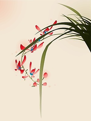 EPS 해외이미지 꽃 선 잎 꽃무늬 일러스트 자연 빨간색 초록색 일본 중국 봄 성장 벚꽃 우아함 환경보전 스타일 카피스페이스 해외202004 해외일러스트 식물 계절 아시아 컬러 컨셉 무늬 공백 사회이슈 생태계 파일형식 벡터 이미지허브