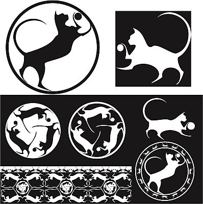 EPS 해외이미지 디자인 패턴 일러스트 반려동물 검은색 고양이 흰색 아바타 해외202004 해외일러스트 동물 컬러 무늬 포유류 파일형식 벡터 이미지허브