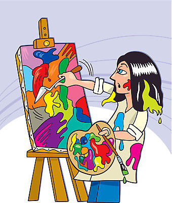 EPS 해외이미지 클립아트 일러스트 추상 미술 그래픽 페인트 붓 칼 만화 이젤 만족 그림 예술가 코믹 캔버스 화가 해외202004 해외일러스트 직업 감정 무늬 문화예술 미술도구 파일형식 벡터 이미지허브