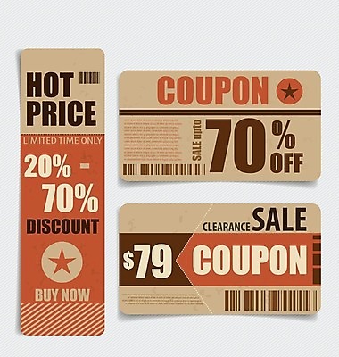 EPS 해외이미지 스티커 일러스트 사람없음 세트 갈색 라벨 주황색 빈티지 쿠폰 해외202004 해외일러스트 컬러 컨셉 프레임 파일형식 벡터 이미지허브