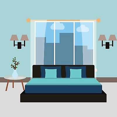 EPS 해외이미지 식물 디자인 꽃 화초 벽 가구 일러스트 창문 베개 탁자 하늘 바닥 아파트 주택 아이디어 실내 미술 내부 건물 장식 파란색 갈색 꽃병 침실 방 침대 램프 커튼 냄비 만화 해외202004 해외일러스트 건축물 컬러 생활용품 컨셉 침구 문화예술 조명 솥 파일형식 벡터 이미지허브