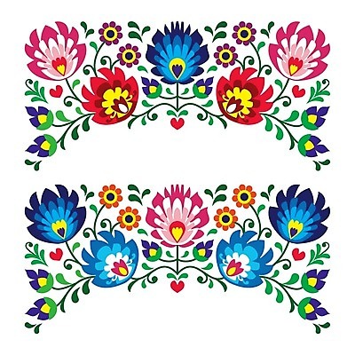 EPS 해외이미지 전통 꽃 패턴 일러스트 사람없음 컬러풀 화려 폴란드 해외202004 해외일러스트 식물 유럽 컬러 컨셉 무늬 파일형식 벡터 이미지허브