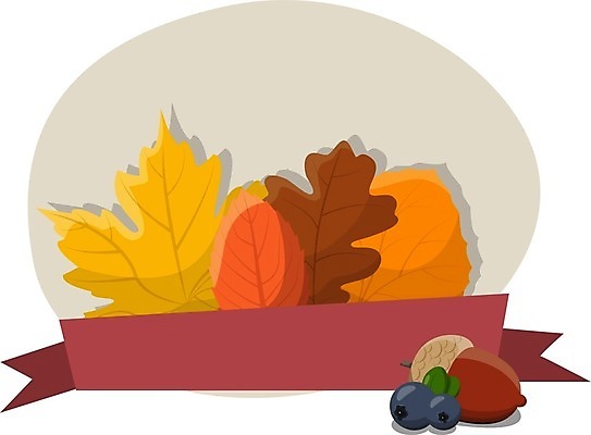 EPS 해외이미지 식물 디자인 배너 계절 열매 리본 백그라운드 단풍 잎 오렌지 일러스트 자연 빨간색 노란색 활발 가을 만화 블루베리 도토리 해외202004 해외일러스트 컬러 컨셉 과일 견과류 생태계 파일형식 벡터 이미지허브