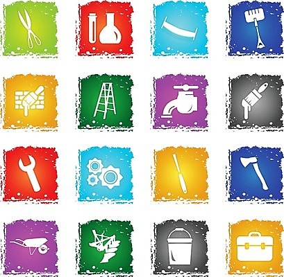 EPS 해외이미지 벽 일러스트 사다리 벽돌 상자 페인트 수레 스패너 붓 삽 양동이 심볼 기중기 도끼 쟁기 해외202004 해외일러스트 카트 도구 공구 중장비 파일형식 벡터 이미지허브