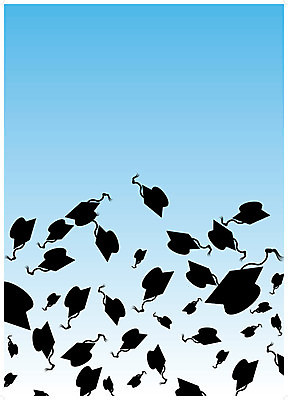 EPS 해외이미지 학생 백그라운드 일러스트 졸업 하늘 졸업생 미술 그래픽 파란색 검은색 축하 던지기 클립 캡모자 해외202004 해외일러스트 모자_잡화 교육 컬러 컨셉 모션 문화예술 파일형식 벡터 이미지허브