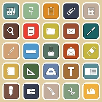 EPS 해외이미지 학생 디자인 종이 일러스트 졸업 학교 봉투 자 그래픽 책 세트 연필 펜 공책 회색 계산기 플랫 수집 심볼 오브젝트 지우개 클립 폴더 공지사항 바인더 고립 해외202004 해외일러스트 교육 컬러 문구용품 학용품 필기구 사무용품 장비 파일 파일형식 벡터 이미지허브