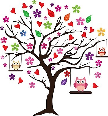 EPS 해외이미지 나무 꽃 일러스트 추상 사람없음 하트 그네 부엉이 해외202004 해외일러스트 모양 식물 무늬 조류 파일형식 벡터 이미지허브