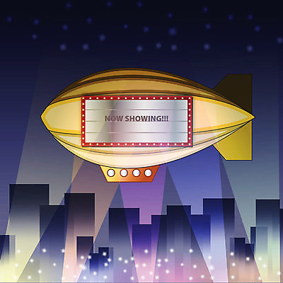 EPS 해외이미지 배너 포스터 일러스트 광고판 그래픽 방 필름 영화 비행선 천막 객석 원형극장 해외202004 해외일러스트 문화예술 알림판 극장 판 파일형식 벡터 이미지허브