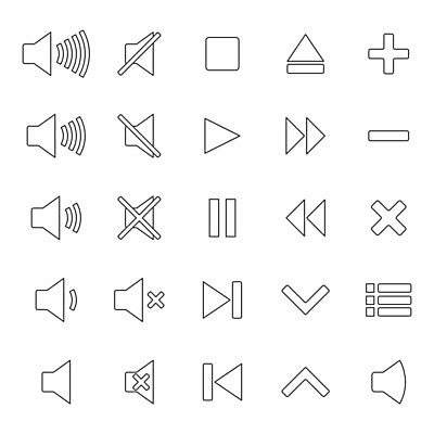 EPS 해외이미지 음악 일러스트 사람없음 세트 정지 볼륨 플러스 하이픈 재생 일시정지 빨리감기 되감기 목록 음소거 인터페이스 제어 플레이 플레이어 중지_중단 해외일러스트 기호 모션 문화예술 파일형식 벡터 이미지허브