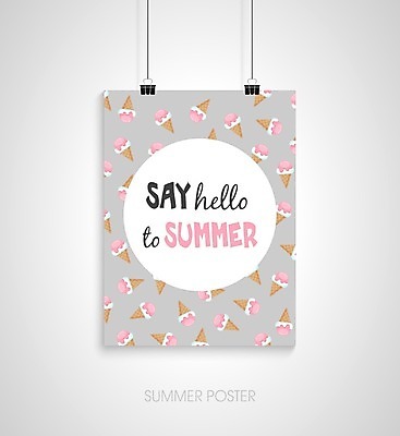 EPS 해외이미지 디자인 포스터 일러스트 매달리기 타이포그라피 사람없음 회색 콘아이스크림 서류집게 해외202004 해외일러스트 문자 컬러 모션 아이스크림 집게 파일형식 벡터 이미지허브