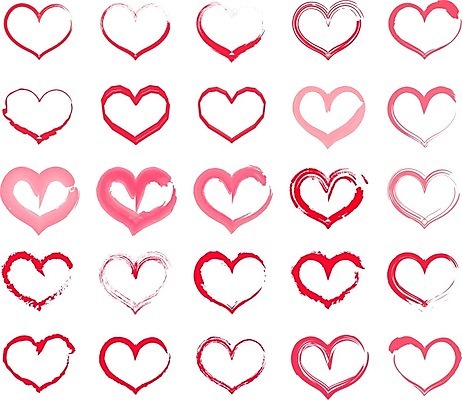 EPS 해외이미지 일러스트 붓터치 사랑 사람없음 빨간색 하트 해외202004 해외일러스트 모양 감정 컬러 파일형식 벡터 이미지허브