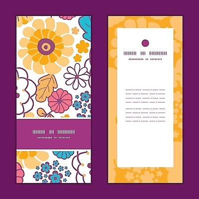 EPS 해외이미지 디자인 배너 꽃 잎 꽃무늬 패턴 일러스트 프레임 사람없음 세트 노란색 보라색 해외202004 해외일러스트 식물 컬러 무늬 파일형식 벡터 이미지허브