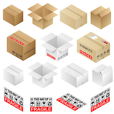 EPS 해외이미지 일러스트 경고 상자 갈색 라벨 흰색 오픈 배달원 컨테이너 우표 판지 취급주의 해외202004 해외일러스트 직업 산업 컬러 프레임 파일형식 벡터 이미지허브