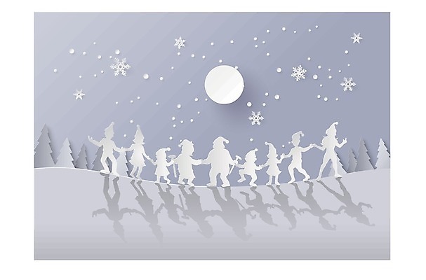 EPS 해외이미지 나무 행복 종이 크리스마스 겨울 일러스트 가족 기념 미술 장식 파티 춤 눈송이 그룹 자르기 해외202004 해외일러스트 식물 계절 기념일 감정 관계 모션 문화예술 눈_날씨 이벤트 파일형식 벡터 이미지허브