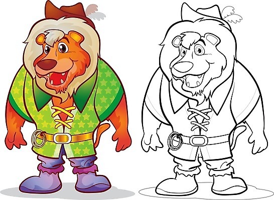 EPS 해외이미지 동물 디자인 동물캐릭터 두마리 라인일러스트 일러스트 사람없음 컬러풀 사자 카툰스타일 마스코트 해외202004 해외일러스트 일러캐릭터 캐릭터 컬러 2 포유류 파일형식 벡터 이미지허브