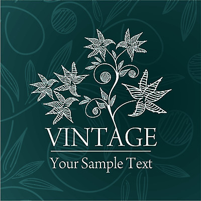 EPS 해외이미지 꽃 백그라운드 잎 라인일러스트 일러스트 타이포그라피 사람없음 빈티지 청록색 잎줄기 해외202004 해외일러스트 식물 문자 줄기 컬러 컨셉 파일형식 벡터 이미지허브