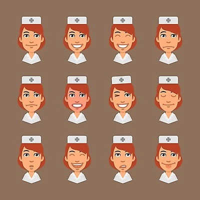 EPS 해외이미지 캐릭터 디자인 감정 산업 얼굴 일러스트 비즈니스 건강 미술 사람 그래픽 세트 약 기쁨 간호사 분노 표현 업무 플랫 만화 수집 가득함 오브젝트 클립 마스코트 캐리커처 해외202004 해외일러스트 일러캐릭터 의학 문화예술 신체부위 의료진 작업 그림 파일형식 벡터 이미지허브