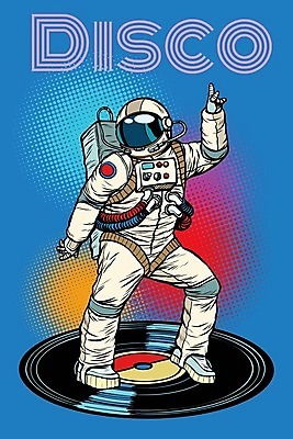 EPS 해외이미지 전신 남자 일러스트 한명 파란색 우주 우주비행사 춤 디스코 팝아트 우주복 카툰스타일 해외202004 해외일러스트 1 옷 음악 컬러 문화예술 사람 그림 파일형식 벡터 이미지허브