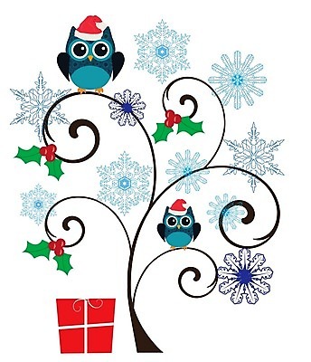 EPS 해외이미지 나무 크리스마스 일러스트 추상 눈꽃 사람없음 부엉이 해외202004 해외일러스트 식물 기념일 무늬 조류 눈_날씨 파일형식 벡터 이미지허브