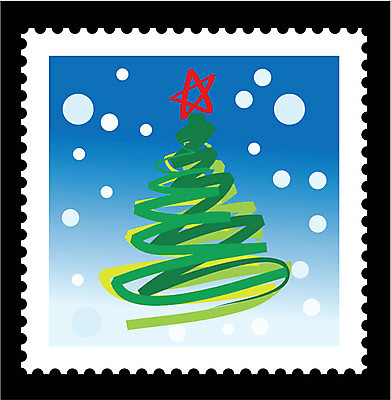 EPS 해외이미지 나무 디자인 크리스마스 겨울 일러스트 휴가 인사 우표 해외202004 해외일러스트 식물 계절 기념일 예절 파일형식 벡터 이미지허브