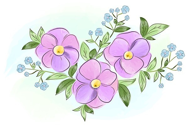 EPS 해외이미지 꽃 백그라운드 잎 꽃무늬 일러스트 수채화 사람없음 해외202004 해외일러스트 식물 무늬 파일형식 벡터 이미지허브