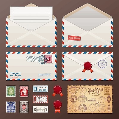EPS 해외이미지 디자인 종이 백그라운드 스티커 일러스트 통신 봉투 그래픽 세트 쪽지 공백 수확 골동품 신용카드 화려 편지 수집 복고 엽서 고무 주소 우표 엘리먼트 옛날 편지쓰기 각인 디테일 해외202004 해외일러스트 컨셉 농업 금융 기록 파일형식 벡터 이미지허브