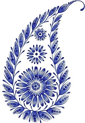 EPS 해외이미지 디자인 꽃 백그라운드 잎 일러스트 수채화 미술 사람없음 파란색 해외202004 해외일러스트 식물 컬러 문화예술 파일형식 벡터 이미지허브