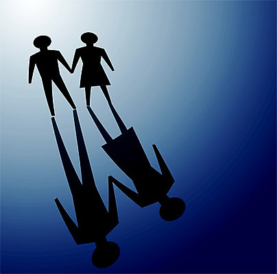 EPS 해외이미지 커플 행복 일러스트 관계 결혼식 함께함 그림자 사랑 어둠 슬픔 짜증 상처 무서움 싸움 문제 깨짐 분쟁 이슈 이혼 해외202004 해외일러스트 감정 결혼 컨셉 모션 파일형식 벡터 이미지허브