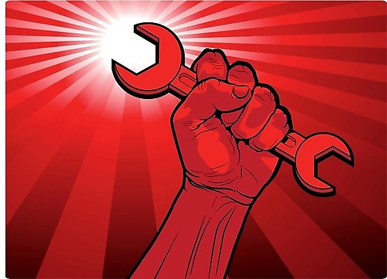 EPS 해외이미지 손 산업 포즈 일러스트 노동자 빨간색 힘 주먹 광선 분노 스패너 반항 혁명 스트라이크 항의 해외202004 해외일러스트 직업 감정 컬러 컨셉 모션 신체부위 공구 파일형식 벡터 이미지허브