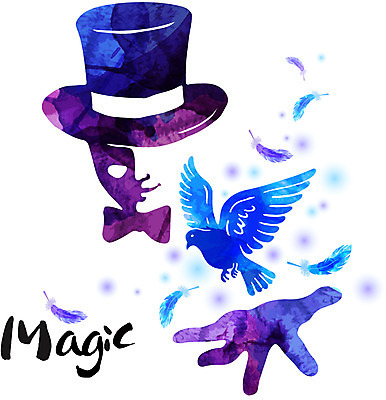 손글씨 남자 문화 예술 일러스트 캘리그라피 붓터치 문화예술 한명 사람 컬러풀 마술 마술사 비둘기 남자만 남자한명만 국내일러스트 AI파일 1 컬러 조류 파일형식 벡터