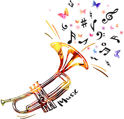 손글씨 문화 예술 악기 음악 음표 일러스트 캘리그라피 붓터치 문화예술 사람없음 컬러풀 트럼펫 국내일러스트 AI파일 기호 컬러 금관악기 파일형식 벡터