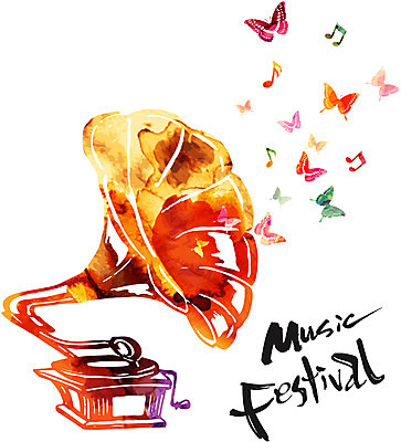 손글씨 영어 문화 예술 일러스트 캘리그라피 붓터치 문화예술 사람없음 컬러풀 스피커 레코드 전축 국내일러스트 AI파일 문자 컬러 음향기기 음반 파일형식 벡터