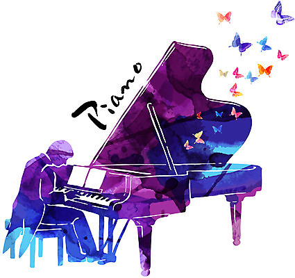 손글씨 영어 남자 문화 예술 악기 음악 연주 일러스트 캘리그라피 붓터치 문화예술 한명 사람 컬러풀 건반 피아노 그랜드피아노 남자만 남자한명만 국내일러스트 AI파일 문자 1 컬러 건반악기 파일형식 벡터