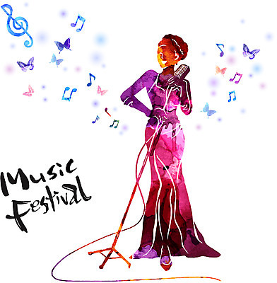 손글씨 드레스 여자 문화 예술 음악 일러스트 캘리그라피 노래 붓터치 문화예술 한명 사람 컬러풀 스탠드마이크 여자만 여자한명만 국내일러스트 AI파일 1 옷 컬러 마이크 파일형식 벡터