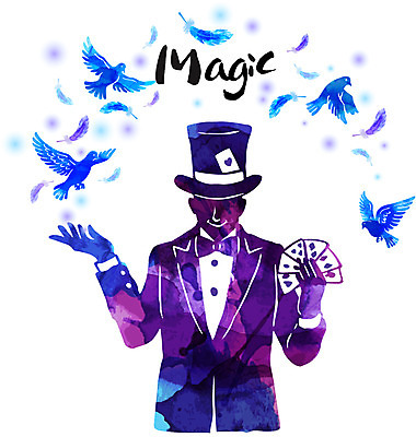 손글씨 영어 남자 문화 예술 일러스트 캘리그라피 붓터치 문화예술 한명 사람 상반신 컬러풀 마술 마술사 비둘기 남자만 남자한명만 국내일러스트 AI파일 문자 1 컬러 조류 파일형식 벡터