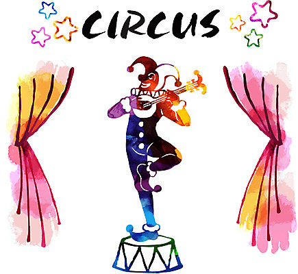 손글씨 문화 예술 연주 일러스트 캘리그라피 붓터치 문화예술 한명 사람 컬러풀 분장 무대 피에로 서커스 국내일러스트 AI파일 1 음악 컬러 파일형식 벡터