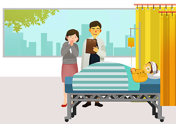 PSD 여자 남자 일러스트 병원 사람 치료 세명 건강관리 환자 의사 침대 링거 서류판 국내일러스트 가구 의학 의료기기 건강 관리 사무용품 의료진 파일형식